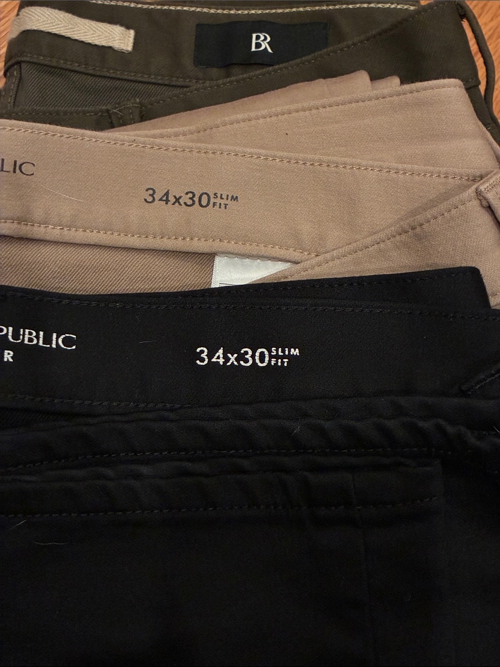 Banana Republic Slim Fit Chinos in Black, Tan, Olive